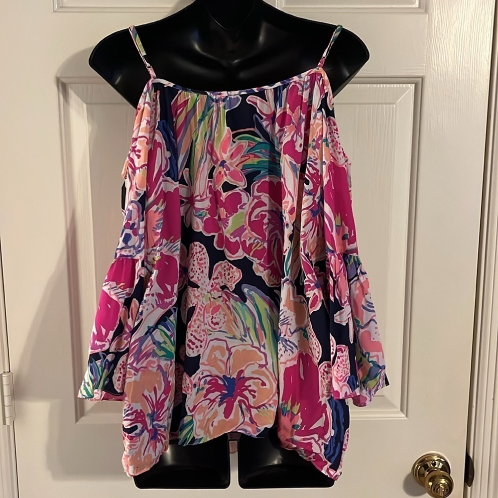Lilly Pulitzer Alanna Cold Shoulder Top - Tipping Point Navy - Picture 5 of 8